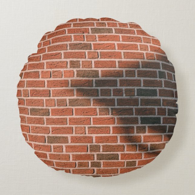Brown brick wall round cushion (Front)