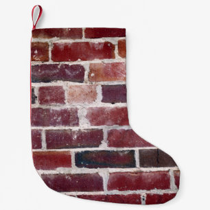 Brown brick wall small christmas stocking