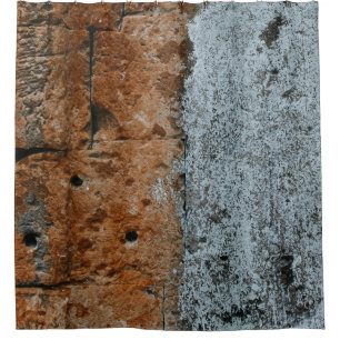 Brown bricked wall shower curtain