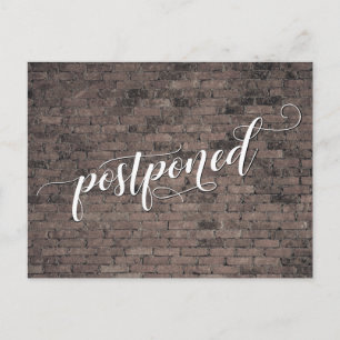 Brown Bricks Postponed Wedding Announcement Postcard