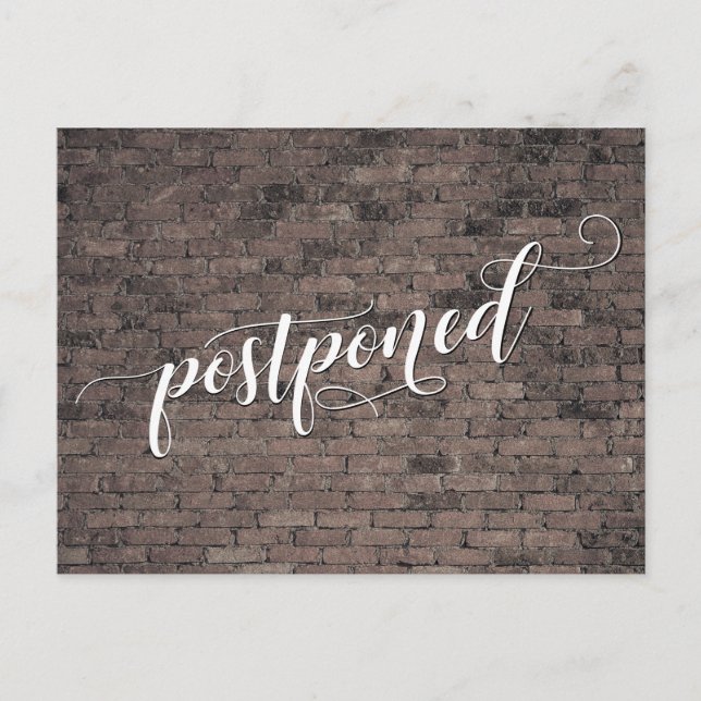 Brown Bricks Postponed Wedding Announcement Postcard (Front)