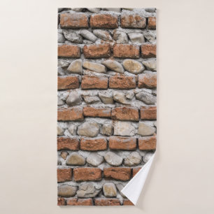 Brown bricks wall bath towel
