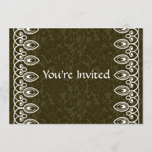 Brown Brocade Birthday Invitation