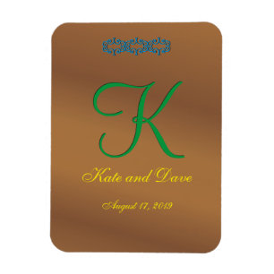 Brown Bronze Pecan 3d Monogram Magnet