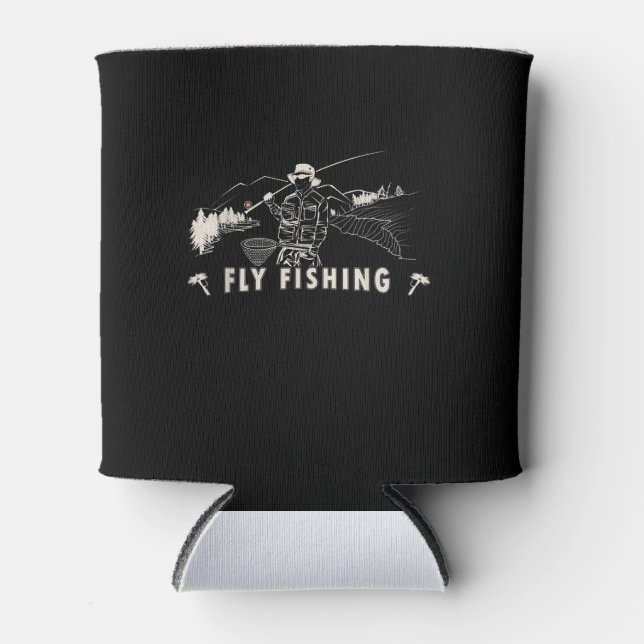 Brown Brook Trout Fly Fishing Gift Fisherman Line Can Cooler (Front)