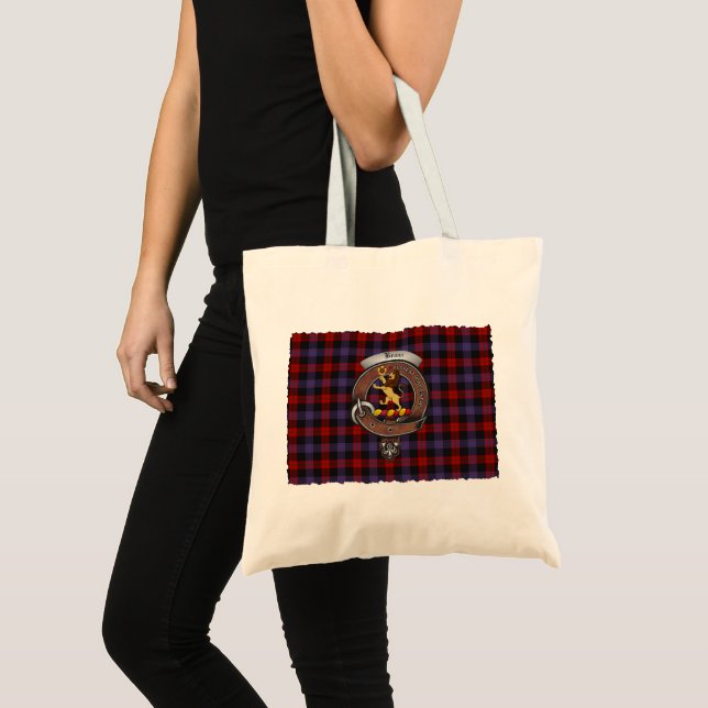 Brown/Broun Clan Badge Tartan Tote Bag (Front (Product))