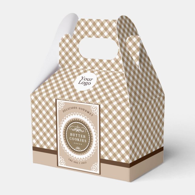 Brown Buffalo Gingham  Favour Box (Front Side)