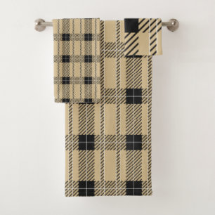 Brown Buffalo Plaid Pattern Bath Towel Set