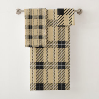 Brown Buffalo Plaid Pattern Bath Towel Set