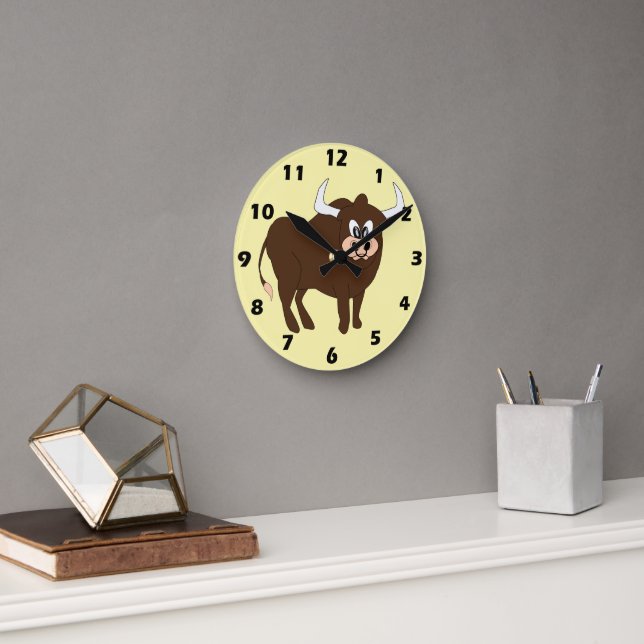 Brown Bull Design Round Clock (Office)
