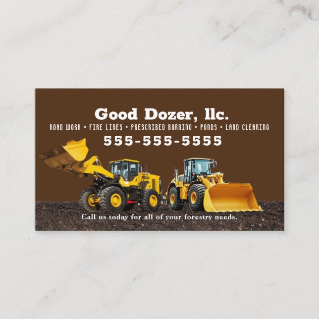 Brown Bull Dozer Business Card  (Front)