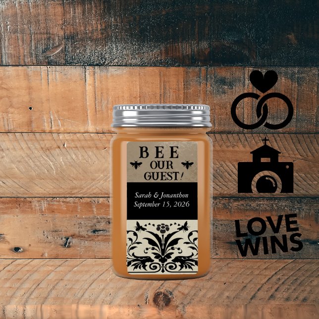 Brown Bumble Bee Damask Label (Creator Uploaded)