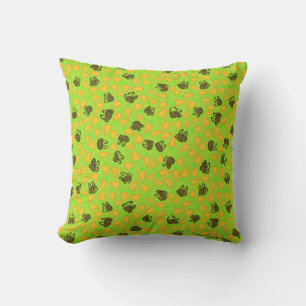 Brown Bunnies and Orange Carrots on Easter Grass G Cushion