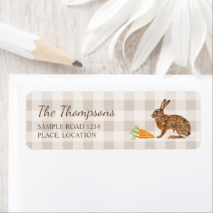 Brown Bunny And Carrots Beige Gingham Easter