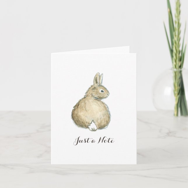 Brown Bunny Note Card - White (Front)