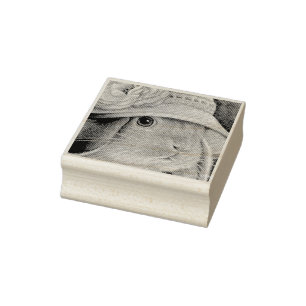 Brown Bunny Rabbit in Spring Bonnet Watercolor Art Rubber Stamp