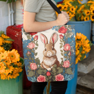 Brown Bunny Rose Garden Tote Bag