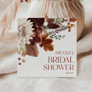 Brown Burgundy Fall In Love Floral Bridal Shower Favour Tags