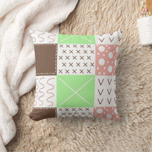 Brown, Burgundy, Green and Mauve Whimsical  Cushion