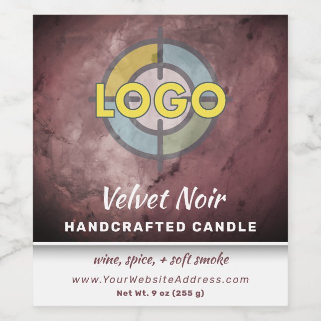 Brown Burgundy Marble Velvet Noir Product Label (Single Label)