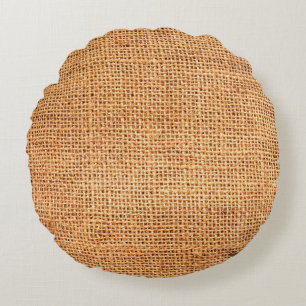 Brown burlap cloth background or sack cloth round cushion