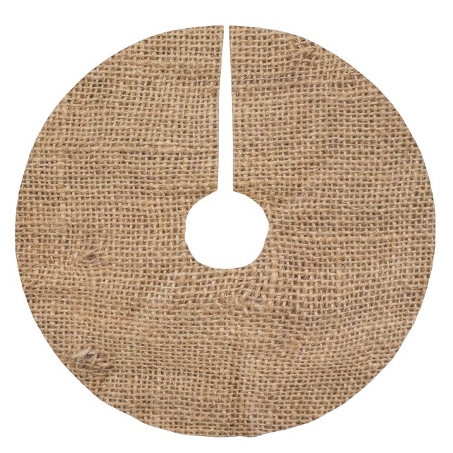 Brown Burlap Cloth Sack Texture Brushed Polyester Tree Skirt (Front)