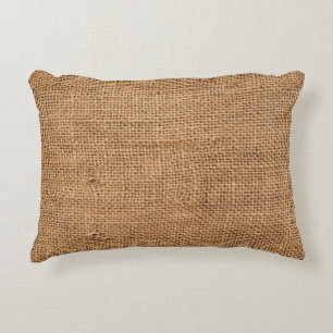 Brown Burlap Cloth Sack Texture Decorative Cushion