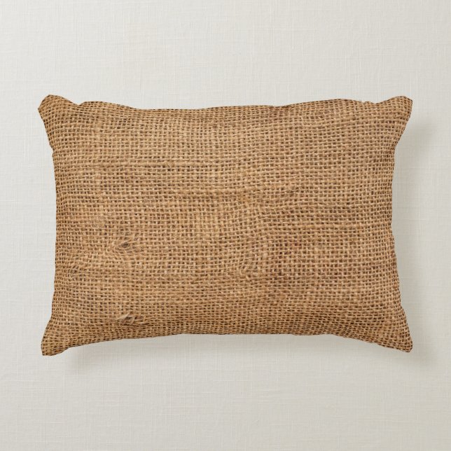 Brown Burlap Cloth Sack Texture Decorative Cushion (Front)