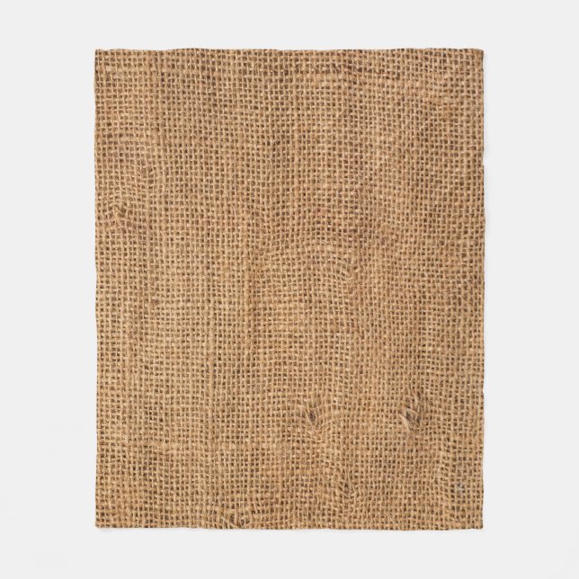 Brown Burlap Cloth Sack Texture Fleece Blanket (Front)