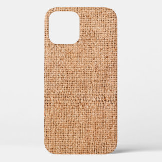 Brown burlap laying on white sheet. Abstract backg iPhone 12 Case