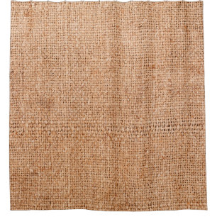 Brown burlap laying on white sheet. Abstract backg Shower Curtain