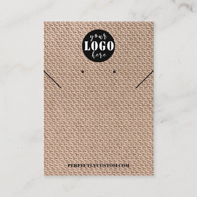 brown burlap paper necklace earrings  business card (Front)