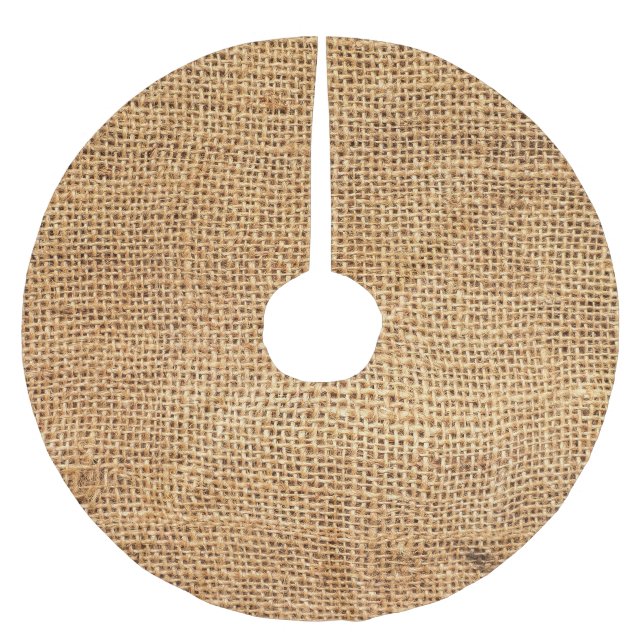 Brown Burlap Sack: Textured Cloth Background Brushed Polyester Tree Skirt (Front)