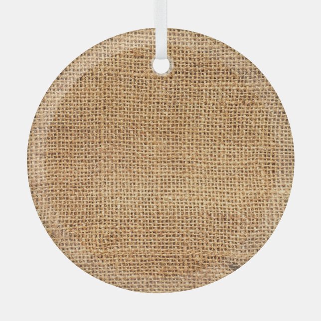 Brown Burlap Sack: Textured Cloth Background Glass Tree Decoration (Front)
