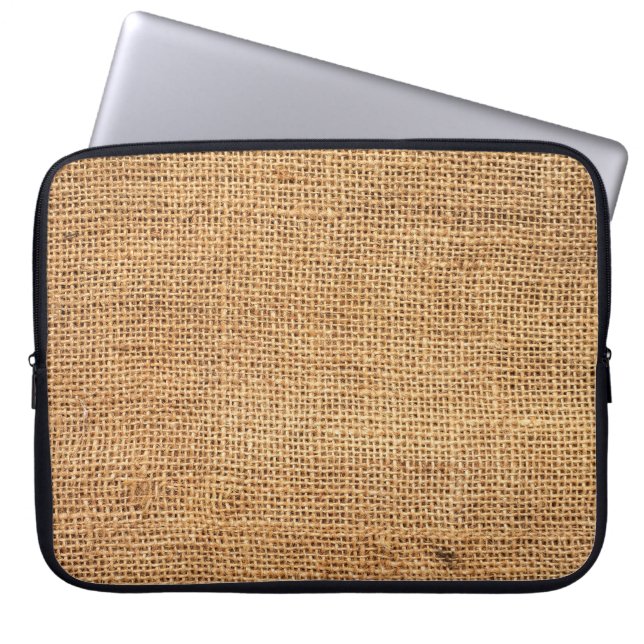 Brown Burlap Sack: Textured Cloth Background Laptop Sleeve (Front)