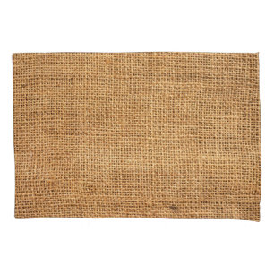 Brown Burlap Sack: Textured Cloth Background Pillowcase