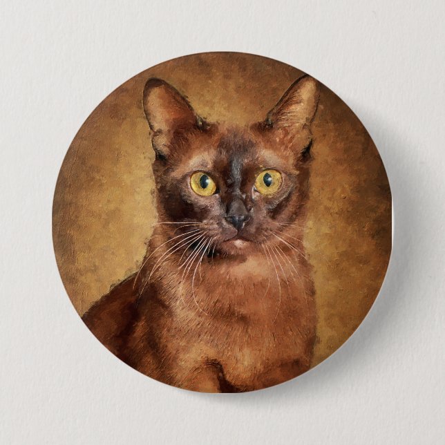 Brown Burmese Cat Artwork 7.5 Cm Round Badge (Front)