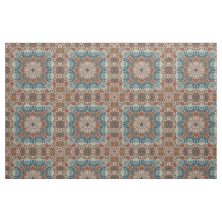 Brown Burnt Orange Taupe Blue Teal Ethnic Look Fabric