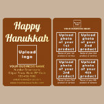 Brown Business Brand on Hanukkah Foil Holiday Card<br><div class="desc">Happy Hanukkah! Wishing you joy, peace and blessing this festival of lights. A holiday to celebrate and to advertise also your business or to promote your brand name to customers or clients. Customisable foil holiday card that you can put your business brand, your products or services and with Hanukkah greeting....</div>