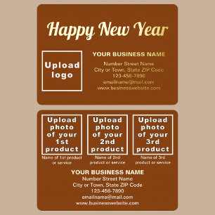 Brown Business Brand on New Year Rectangle Foil Holiday Card