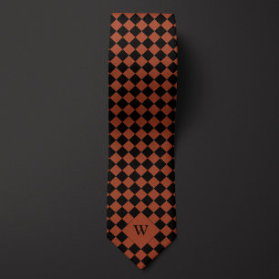 Brown Business Chequered Monogram Tie