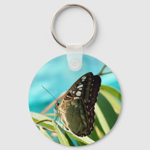 Brown Butterfly Closed Wings Key Ring