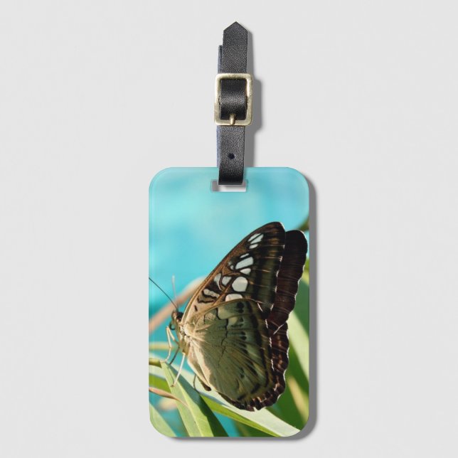 Brown Butterfly Closed Wings Luggage Tag (Front Vertical)