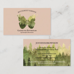 Brown Butterfly garden ideas rustic Forest camping Business Card