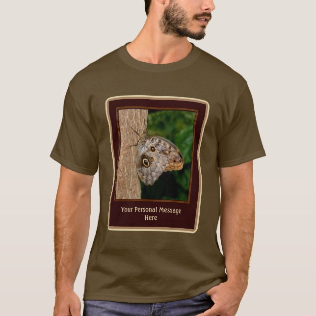 Brown Butterfly On Tree Personalised  T-Shirt (Front)