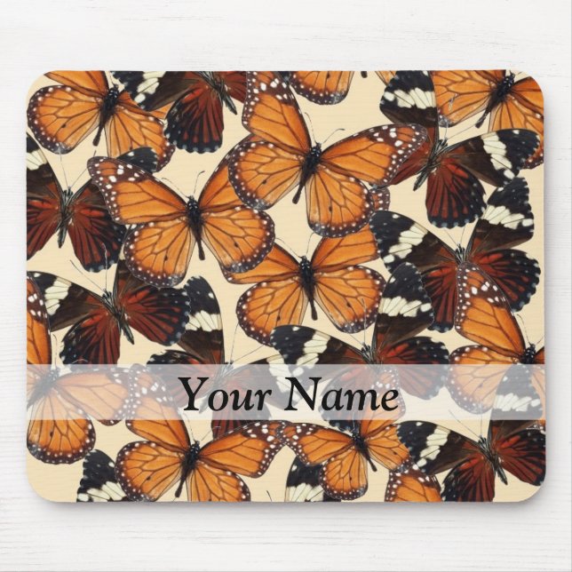 Brown butterfly pattern mouse mat (Front)