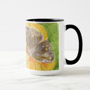 Brown Butterfly, Yellow flower Mug
