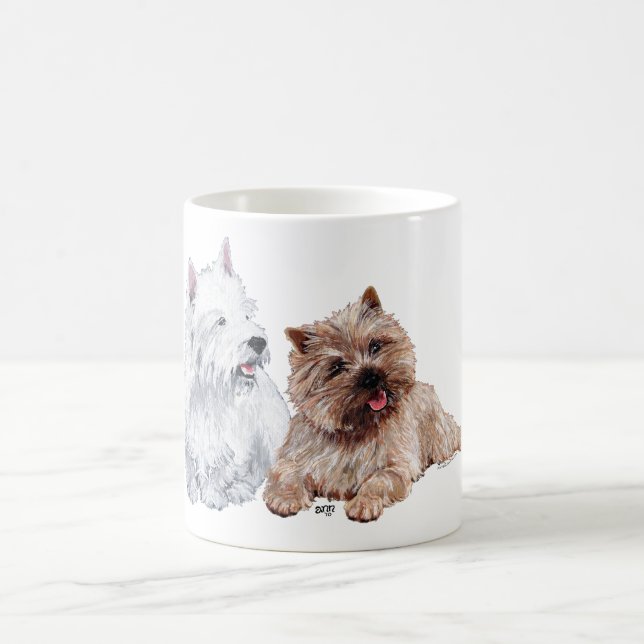 Brown Cairn and Westie Terriers Coffee Mug (Center)