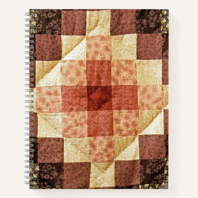 Brown Calico Patchwork Quilt Notebook (Front)