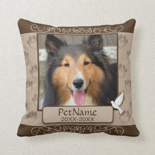 Brown Calligraph Swirls Custom Pet Sympathy Cushion